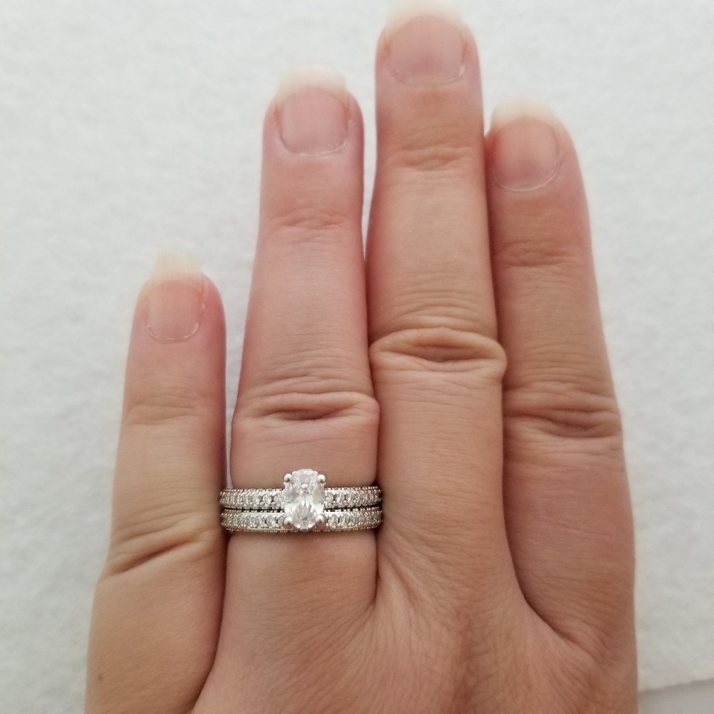 (2pcs) 1ct TW 18k Over Sterling Ring Set - Picture 8 of 8